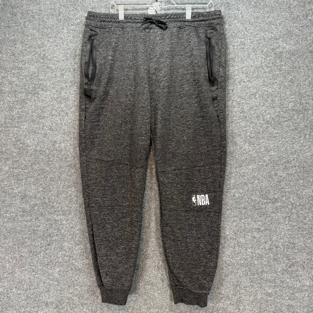NBA Sweatpants Mens XL Gray Joggers Zipper Pockets Basketball Athletic Lounge